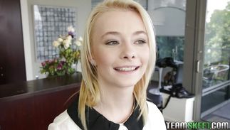 Frisky blond girl Maddy Rose takes a hard boner from behind